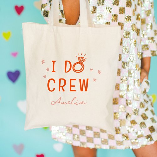 Pink and Red I Do Crew Sketch Bachelorette Party Tote Bag