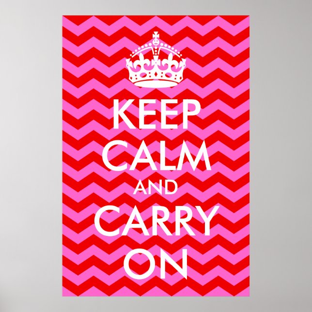 Pink and Red Keep Calm and Carry On Print (Front)