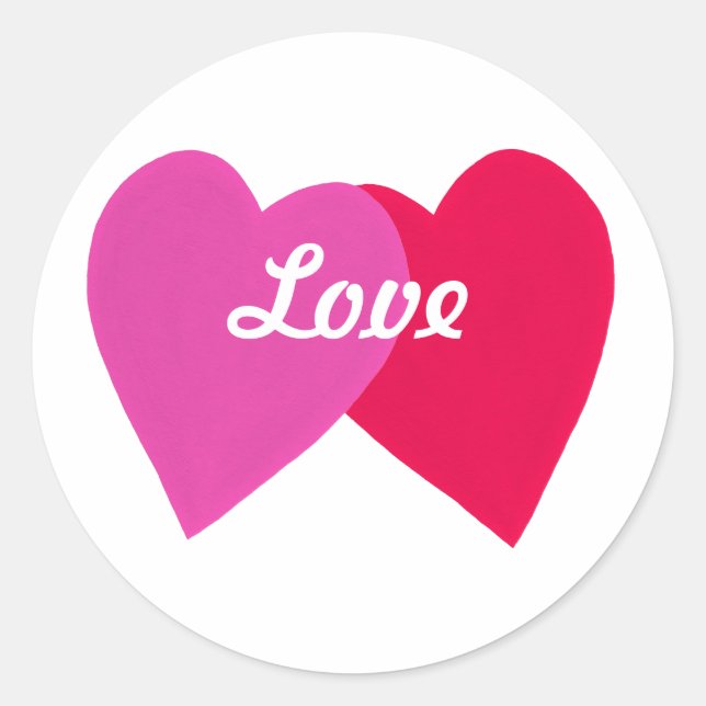 Pink and Red Leaning Hearts, Love Stickers (Front)