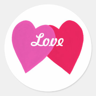 Pink and Red Leaning Hearts, Love Stickers