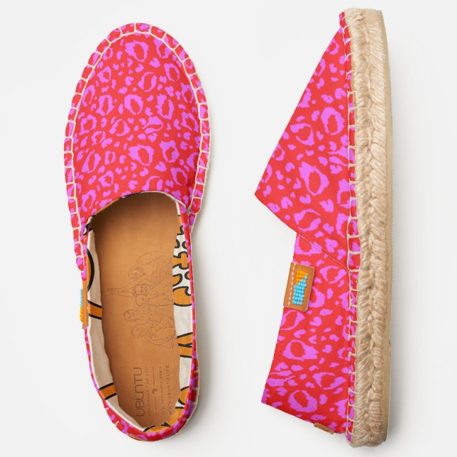 Pink And Red Leopard Print Pattern  Espadrilles (Side)