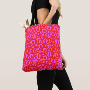 Pink And Red Leopard Print Pattern Tote Bag