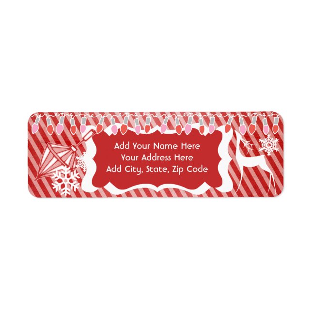 Pink and Red Lights Holiday Address Labels (Front)