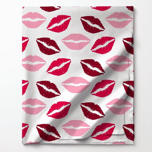 Pink And Red Lipstick Kisses Pattern Fabric