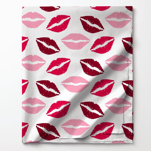 Pink and Red Lipstick Kisses Pattern Fabric (Creator Uploaded)