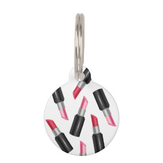 Pink And Red Lipstick Pattern Cute Makeup Pet Tag