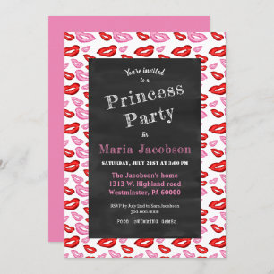 Pink and red lipstick print invitation
