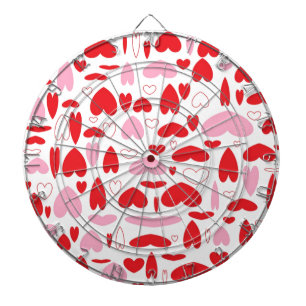 Pink And Red Love Hearts Dartboard With Darts