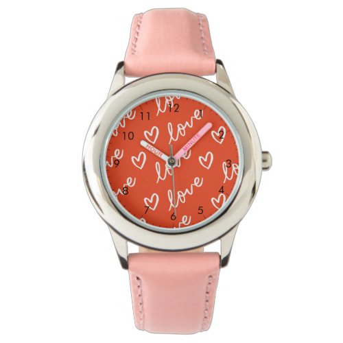 Pink and Red Love  hearts Watch