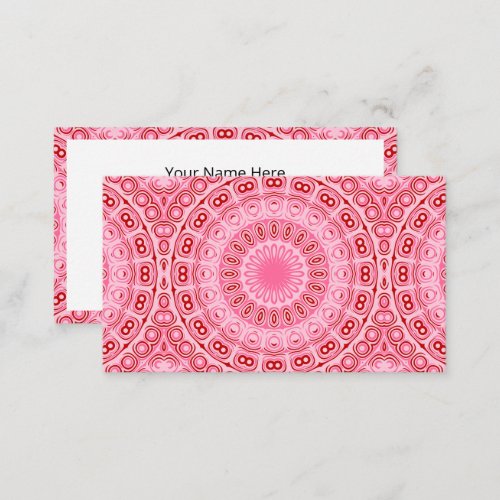 Pink and Red Mandala Kaleidoscope Medallion Flower Business Card