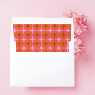 Pink and Red Mid Century Modern Geometric Wedding Envelope Liner
