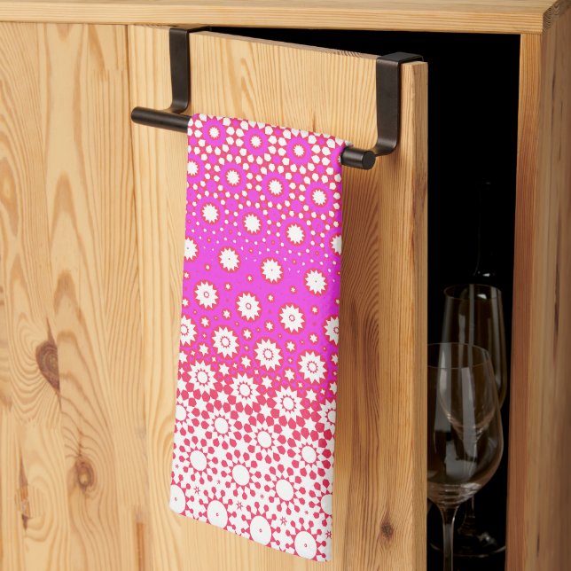 Pink and Red Mosaic Kitchen Towel (Thirds Fold)