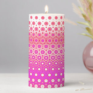 Pink and Red Mosaic Pillar Candle