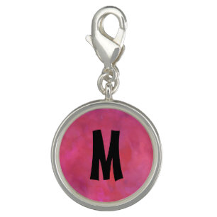 Pink and Red Mottled Watercolor Personalized Charm