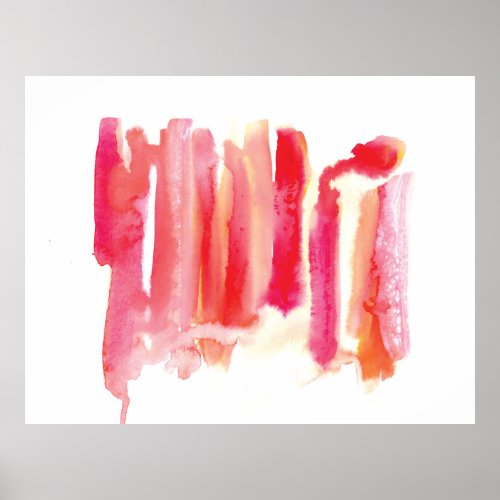 Pink and Red Original Abstract Watercolor Poster