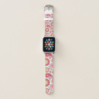 Pink and Red Paisley Apple Watch Band