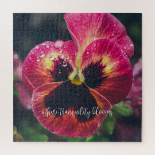 Pink and red pansy flower covered with raindrops jigsaw puzzle