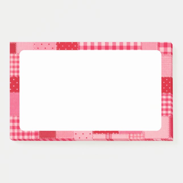Pink and red patchwork personalized post-it notes (Front)