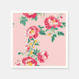 Pink and Red Peony Chinoiserie Floral Napkins