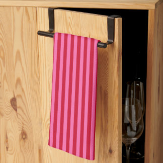 Pink and Red Peppermint Stripes Kitchen Towel