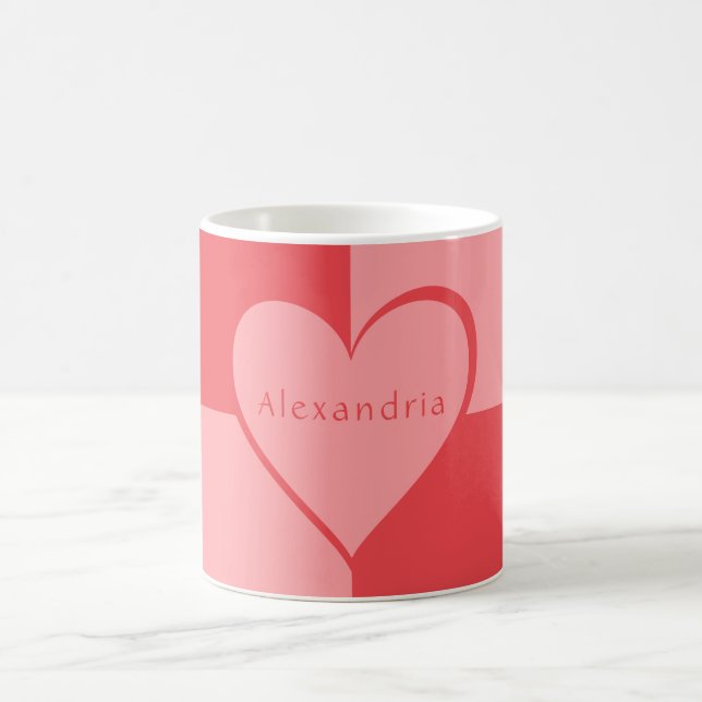 Pink and Red Personalized Heart Coffee Mug (Center)