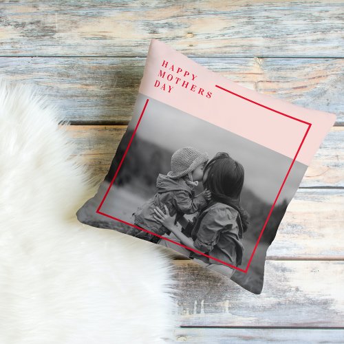  Pink and Red Photo Mothers Day Gift Outdoor Pillow
