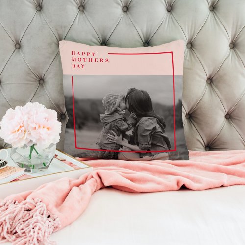  Pink and Red Photo Mothers Day Gift Throw Pillow