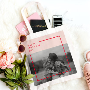 Pink and Red Photo Mother's Day Gift Tote Bag