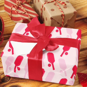 Pink and Red Pickleball Patterned Wrapping Paper