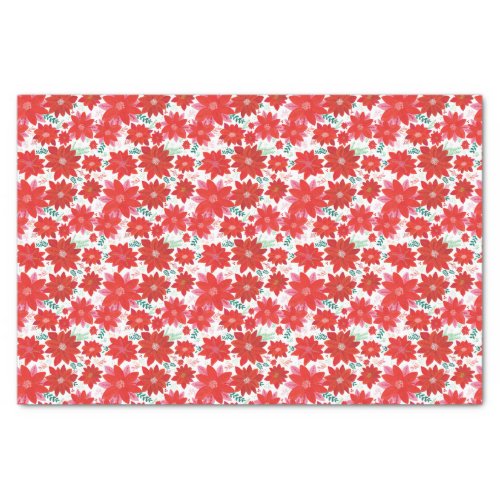 Pink and Red Poinsettia Pattern Christmas Tissue Paper