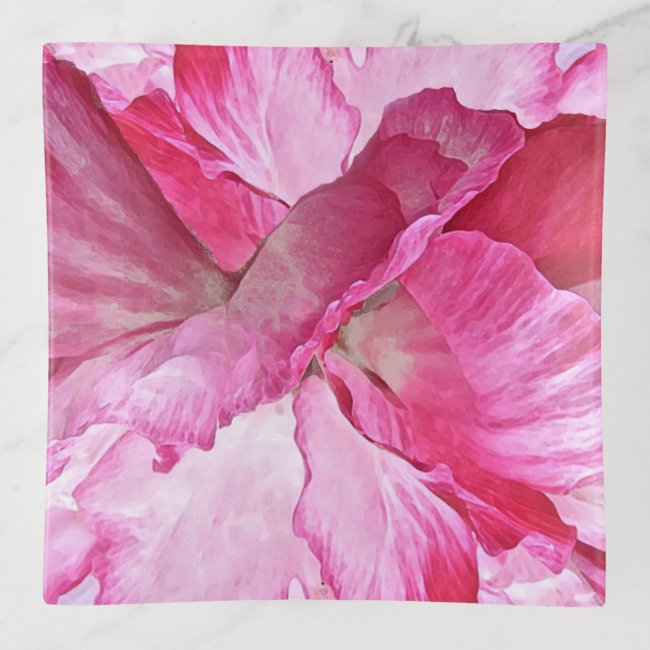 Pink and Red Poppy Flower Floral Trinket Trays