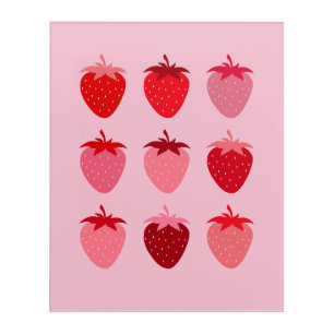 Pink And Red Preppy Aesthetic Strawberries Acrylic Print