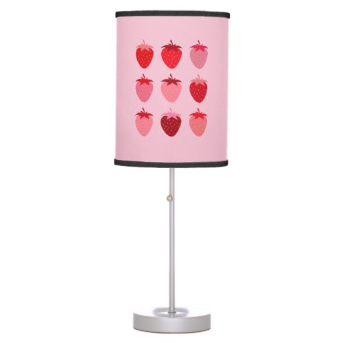 Pink And Red Preppy Aesthetic Strawberries Table Lamp