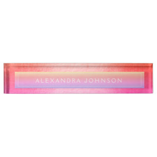 Pink and Red Professional Foil Modern Desk Name Plate
