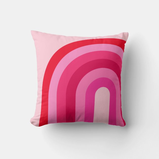 Pink And Red Rainbow Throw Pillow (Front)