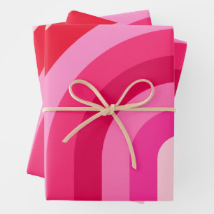 Pink And Red Rainbow Wrapping Paper Sheets