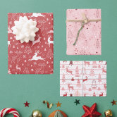 Elegant Rose Gold Glitter Pink Christmas Trio Gift Wrapping Paper Sheets, Zazzle