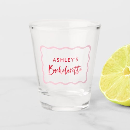 Pink and Red Retro Bachelorette Favors Shot glass