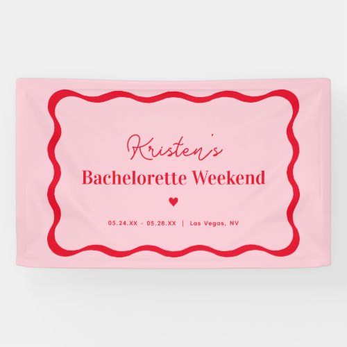 Pink and Red Retro Bachelorette Party  Banner