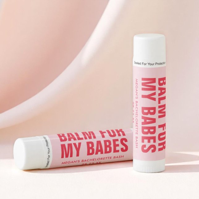 Pink and Red Retro Bachelorette Party Favor  Lip Balm (Creator Uploaded)