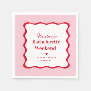 Pink and Red Retro Bachelorette Weekend Napkins