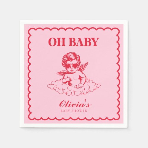 Pink and Red Retro Cherub Baby Shower