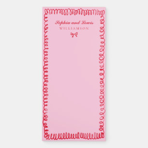 Pink and Red Retro Hand Drawn Couple Stationery Magnetic Notepad