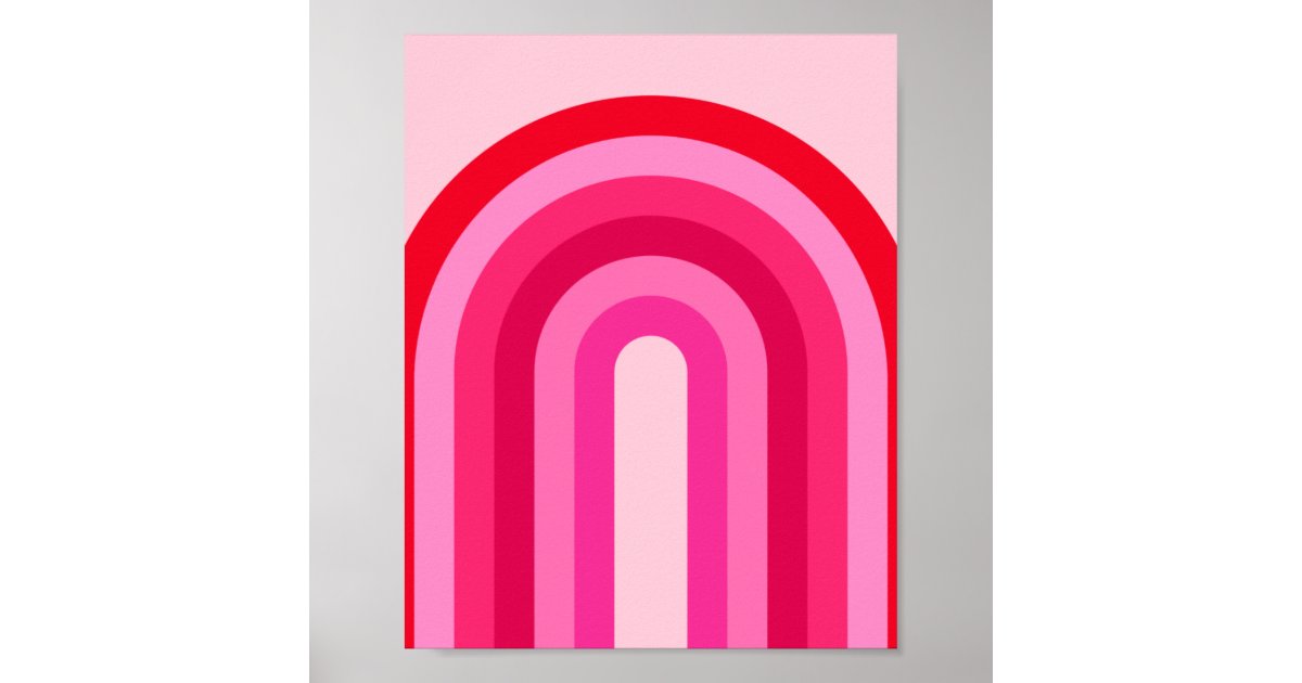 Pink And Red Retro Rainbow Poster | Zazzle