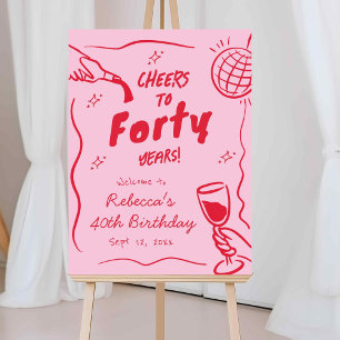 Pink and Red Retro Vintage Cheers Welcome Sign