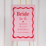 Pink and Red Retro Wave Bridal Shower Welcome Sign<br><div class="desc">Pink and Red Retro Wave Bridal Shower Welcome Sign</div>