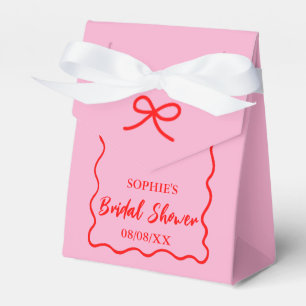 Pink And Red Retro Wavy Border Bridal Shower  Favor Boxes