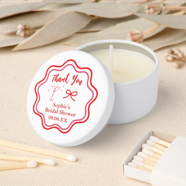 Pink And Red Retro Wavy Soy Wax Candle Tin –  Mini Candle Favors (Insitu)