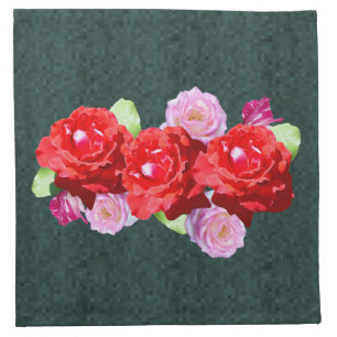 Pink And Red Rose Garland,   Cloth Napkin