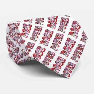Pink And Red Rose Power Logo Made With Roses, Neck Tie